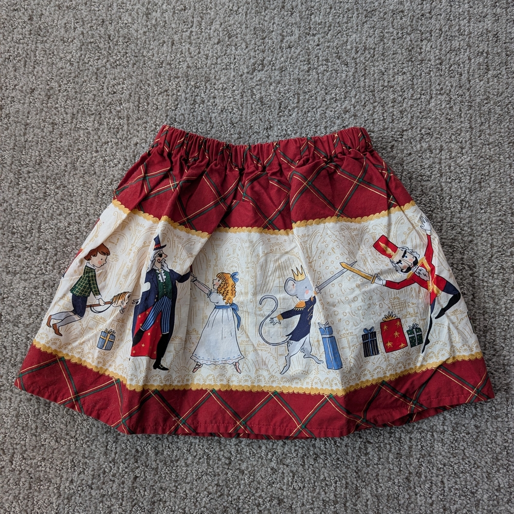 Girls Red and Cream Nutcracker Print Skirt